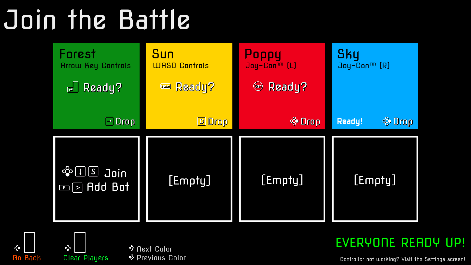 Player Select screen
